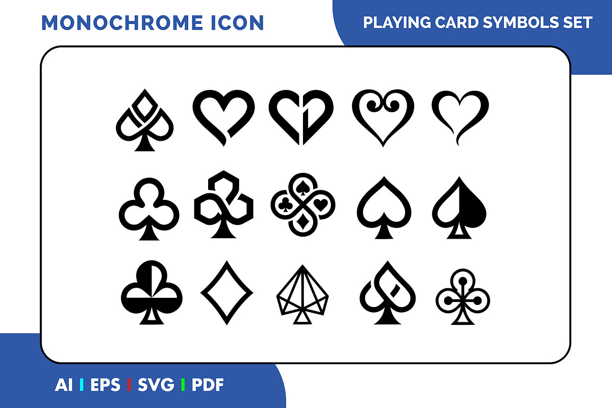Playing Card Symbols Minimalist Set, an Outline Icon by Fontmine Studio (Photo 1 of 3)