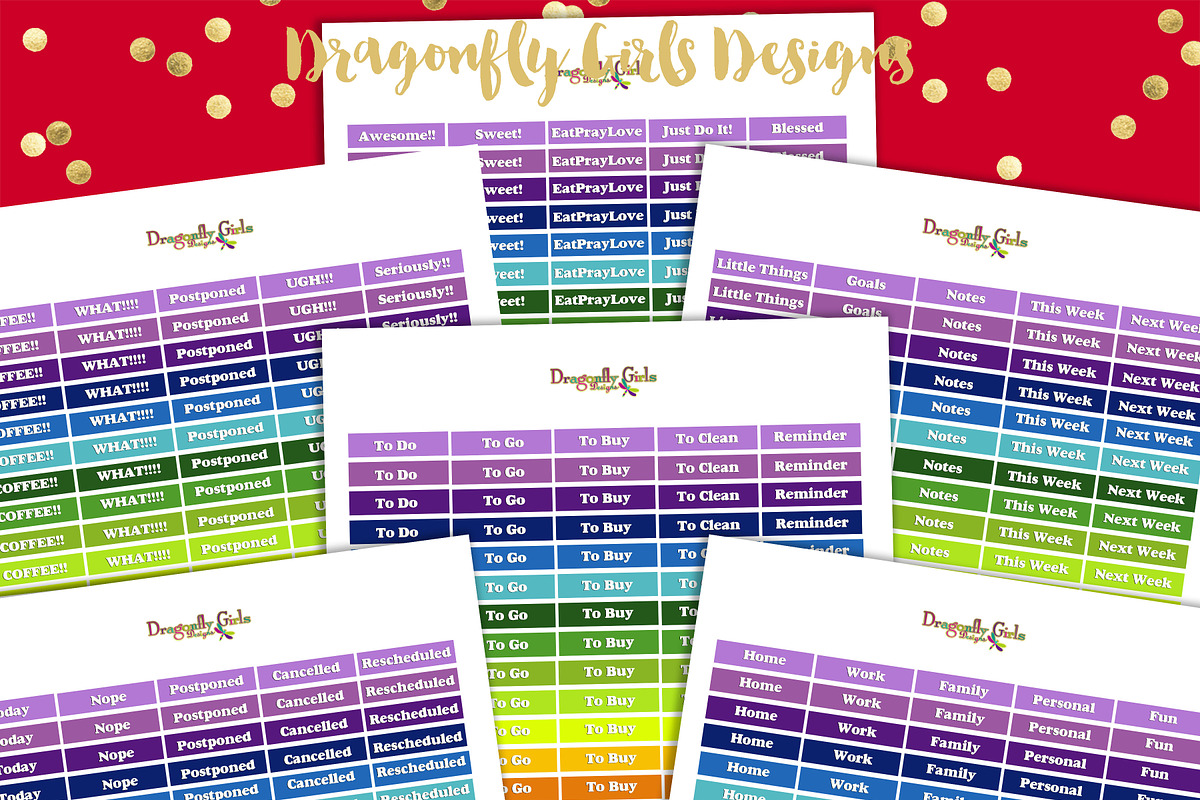 Rainbow Organizational Stickers, a Graphic by Dragonfly Girls Designs (Photo 4 of 7)