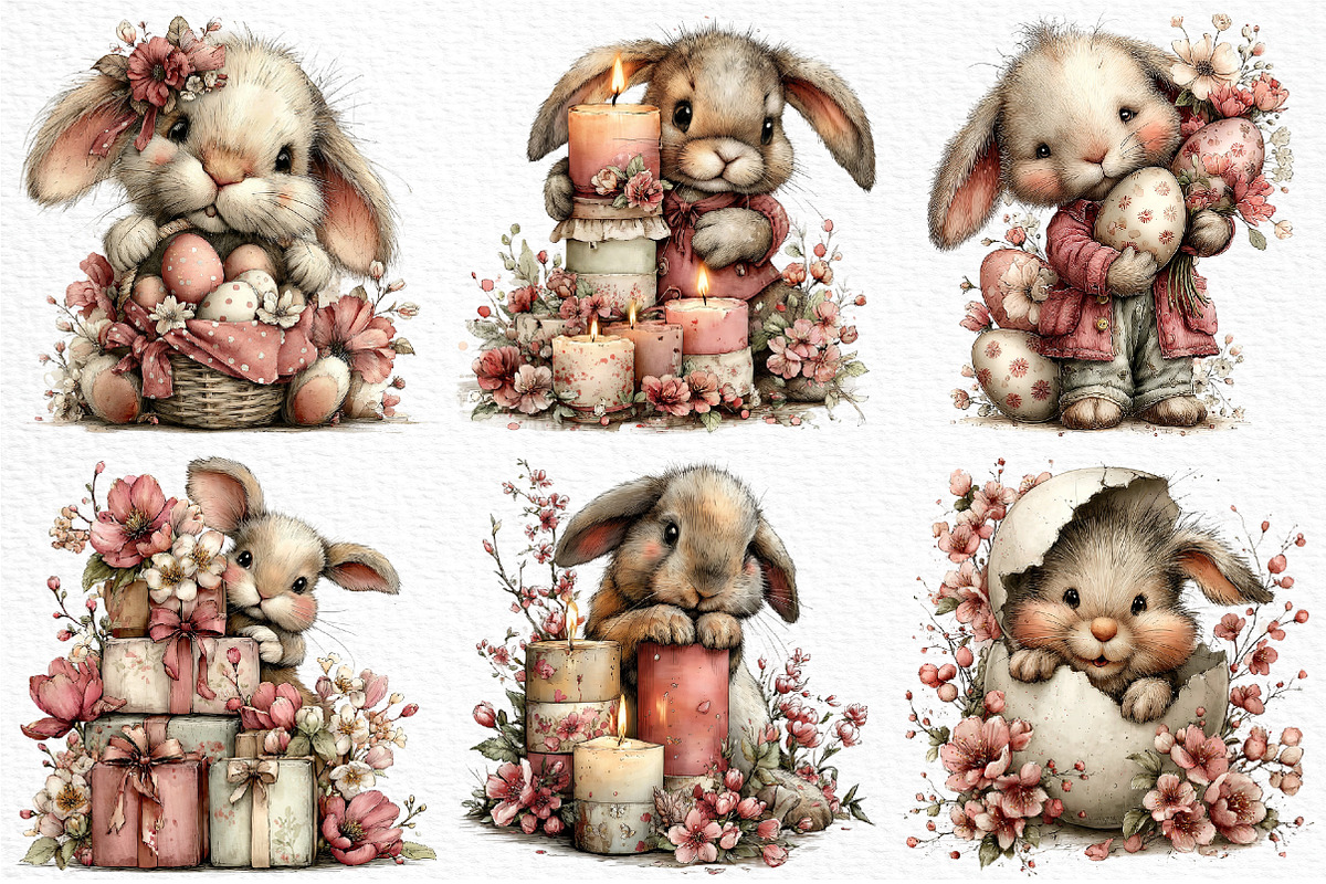 Whimsical Easter Bunny Clipart, an Illustration by Craft Nest (Photo 3 of 11)