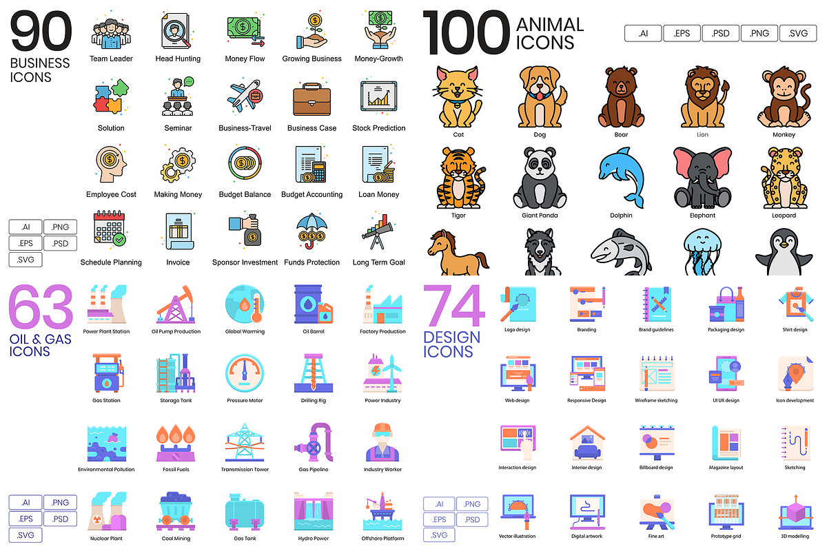 2200+ Icons - Colored Icon Bundle, an Outline Icon by Flat Icons