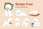 Cute dogs of Bichon Frise breed set, an Animal Illustration by Good Studio (Thumbnail 1 of 10)