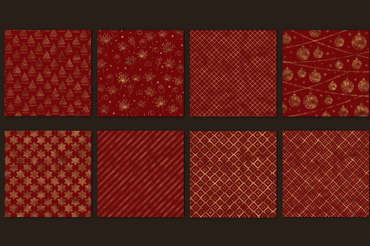 Red and gold Christmas digital paper, a Pattern Graphic by Paper Farms (Photo 3 of 3)
