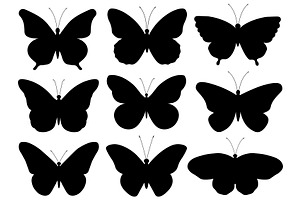 Butterflies Black Silhouettes SVG