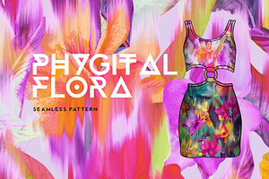 Phygital Flora. Seamless Pattern