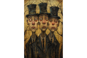 Expressive Men in Top Hats Painting, a Decorative Illustration by Art Paradise Studios