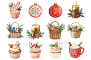 Knitted Christmas Watercolor Clipart, a Seasonal Illustration by CitraGraphics (Thumbnail 2 of 5)
