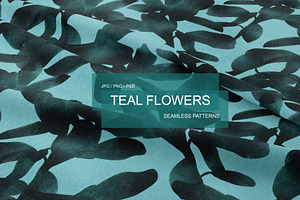 TEAL FLOWERS Seamless Patterns