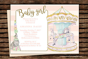 DIY Carousel Printable  Invitation