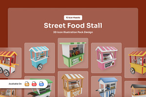 Stallo - Street Food 3D Icon Pack, an Object Illustration by twinstd