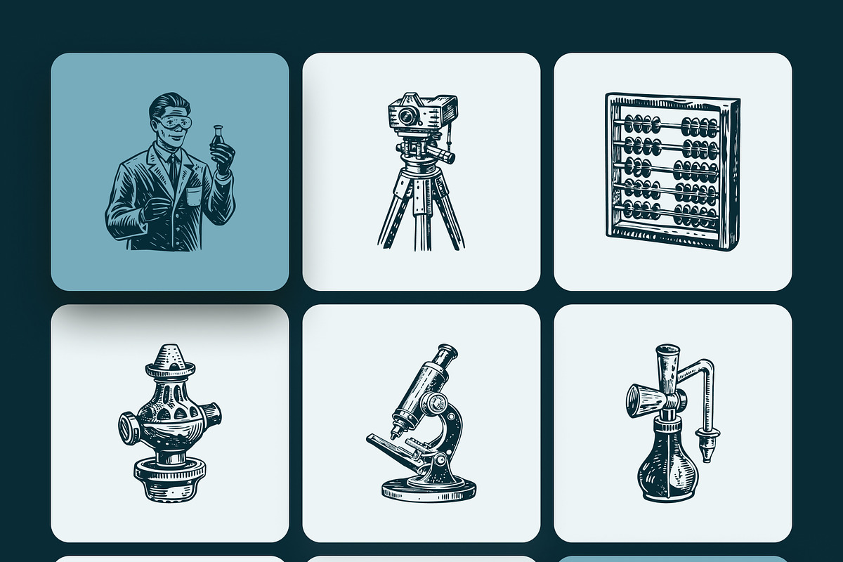 Vintage Scientific Equipment Art Set, an Education Illustration by Prosymbols (Photo 7 of 10)