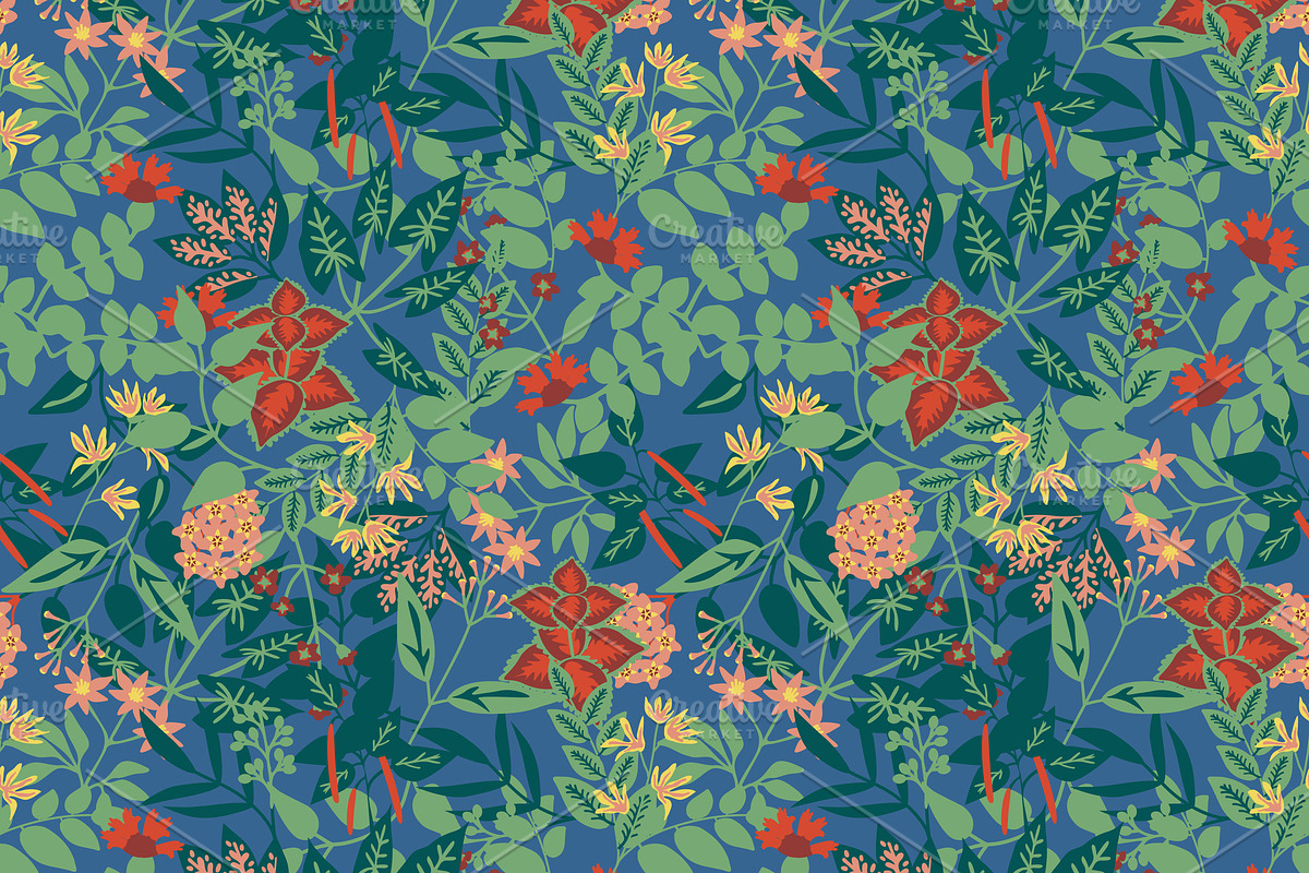 Seamless Asian plants, a Pattern Graphic by elyomys