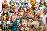 Funny Old Lady Christmas Sublimation, an Illustration by SVGArt (Thumbnail 1 of 8)