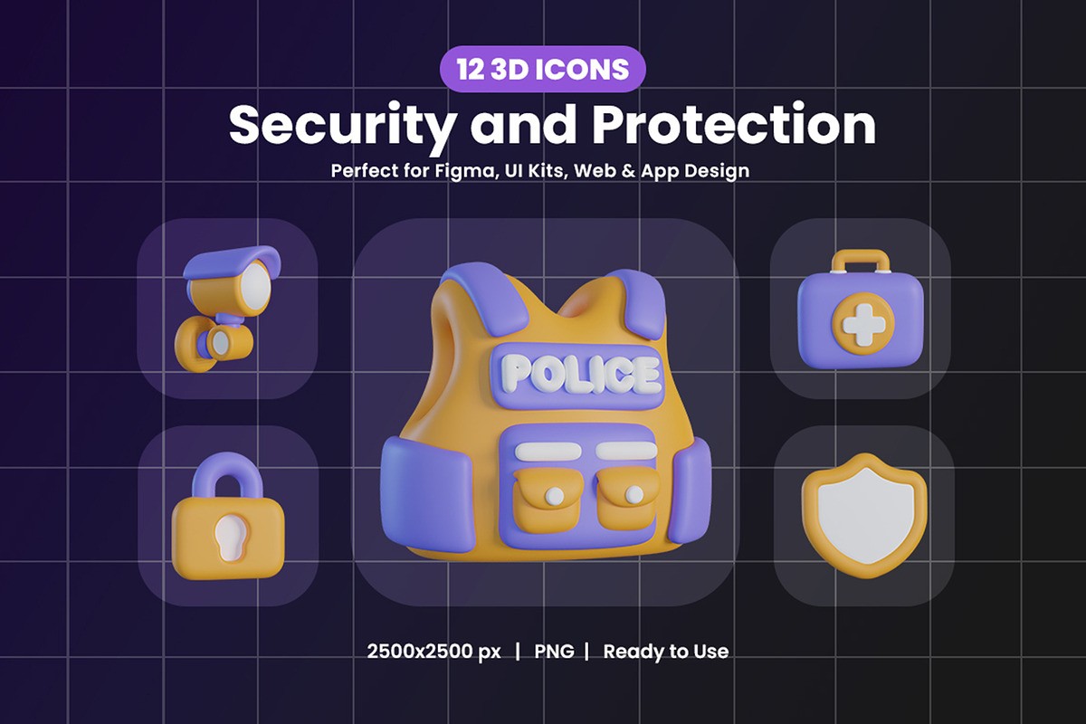 Secure & Protection 3D Icon Pack, an Object Graphic by Artnivora.Std (Photo 1 of 4)