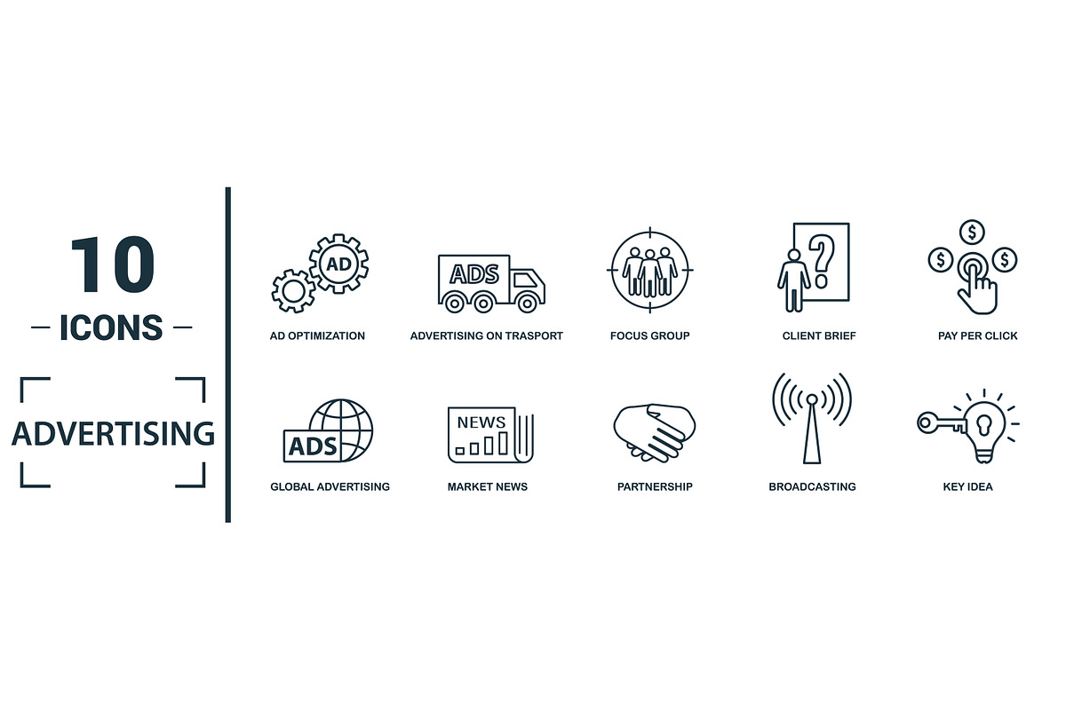 Advertising Line Icon Set, an Object Graphic by Aimagenarium@gmail.com (Photo 3 of 3)