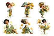 Summer Girls Clipart Set, a Seasonal Illustration by Daily.Designs (Thumbnail 4 of 5)