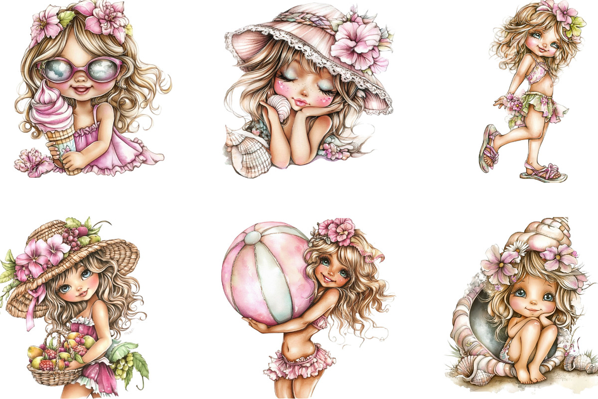 Summer Girls Png Clipart Bundle, a Person Illustration by Designking (Photo 2 of 5)