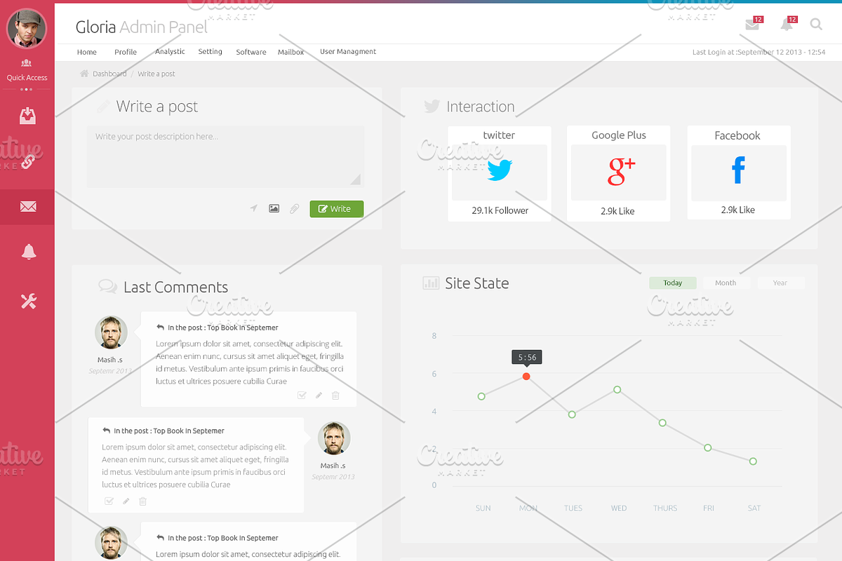 Gloria Admin Panel, a Bootstrap Template by Radian (Photo 2 of 5)