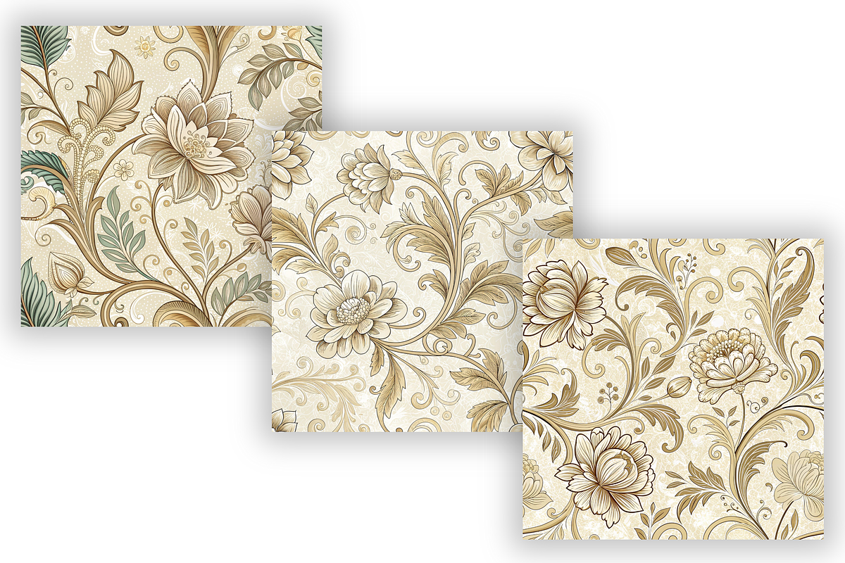 Ivory Luxury Vintage Patterns Bundle, a Pattern Graphic by FloridPrintables (Photo 5 of 6)