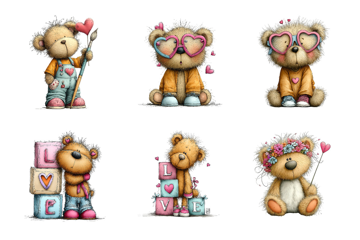 Valentine Teddy Bear Clipart PNG, an Illustration by SinaCreation (Photo 4 of 10)