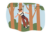 People climbing in rope park set, a Sport Illustration by Good Studio (Thumbnail 6 of 25)