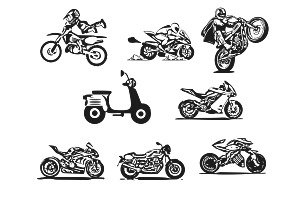 Motorbike Silhouette Set 1 Procreate