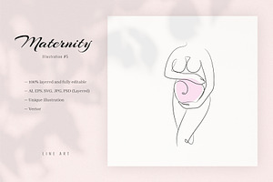 Maternity 5. Line Art Illustration