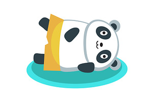 Panda bear jumping on trampoline, an Animal Illustration by SiberianArt