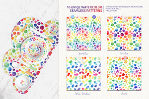 Watercolor Rainbow Seamless Patterns