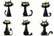 Whimsical Cat Clipart, an Illustration by Black Bird Studio (Thumbnail 5 of 6)