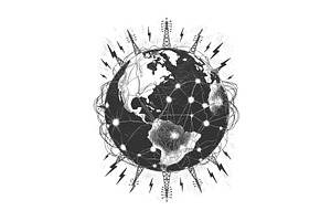 Global Communication Network, a Technology Illustration by AlexArt