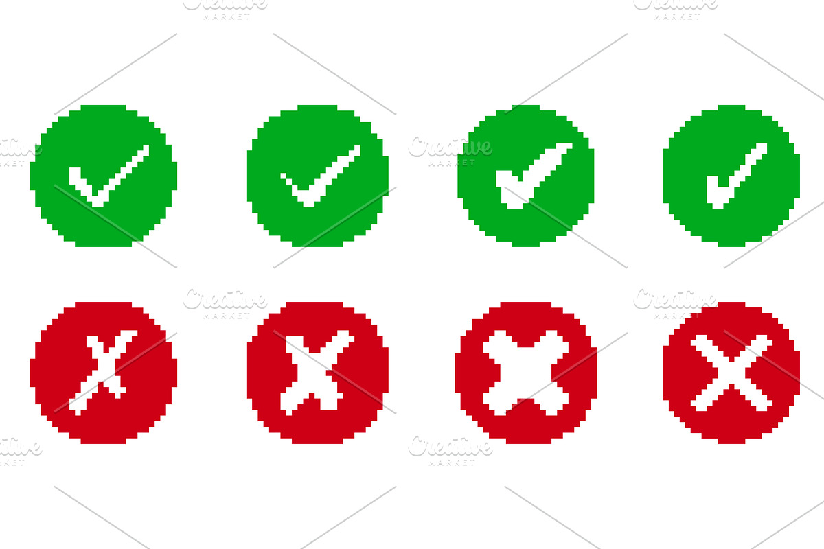 Circular Green Checkmark and Cross, an Object Illustration by Vector Creator