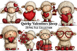 Quirky Valentines Sheep Clipart, an Illustration by Dream Creation