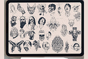 100 flat tattoo Procreate brushes, a Brush Add-On by TaKong Magics (Thumbnail 3 of 3)
