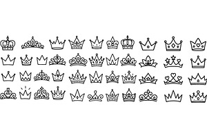 Decorative hand drawn doodle crowns, an Object Illustration by ZinetroN