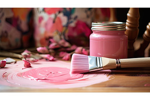 wooden pink brush ai generated, a Background Photo by pikepicture