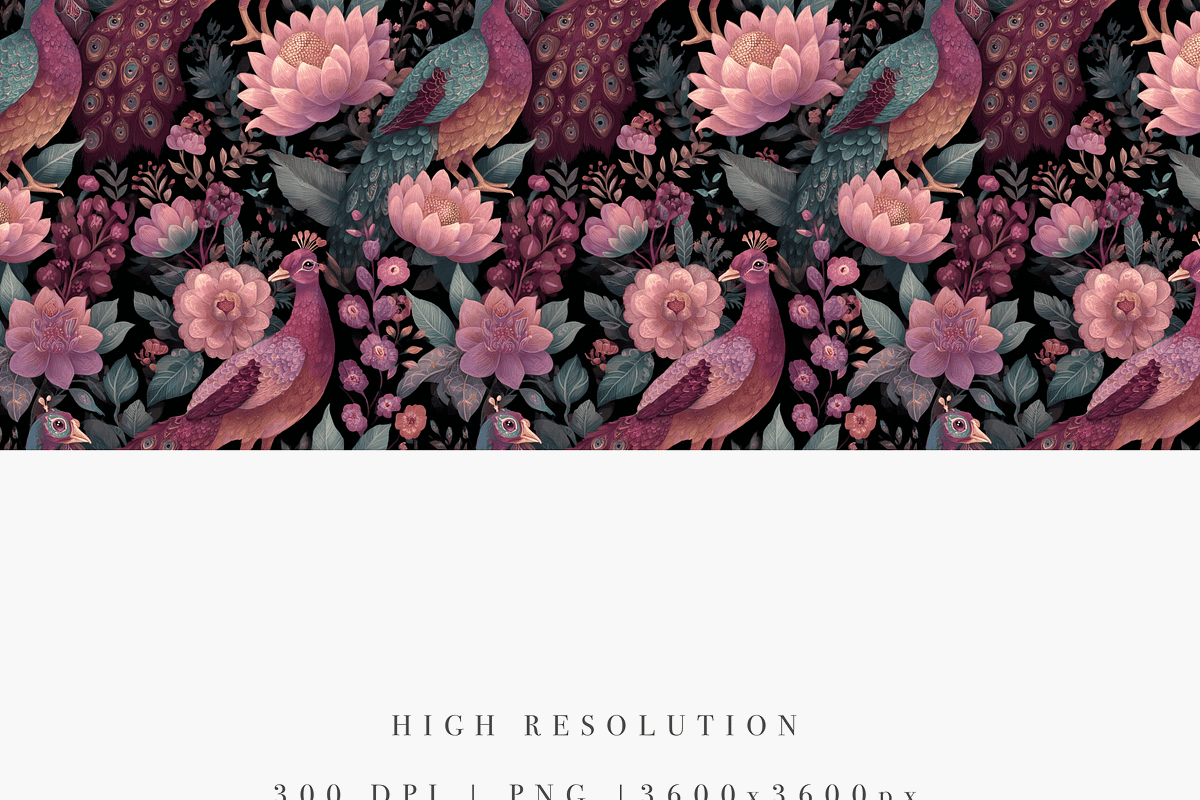 Peacock Pattern Seamless, a Decorative Illustration by Pati Charm Studio (Photo 6 of 7)