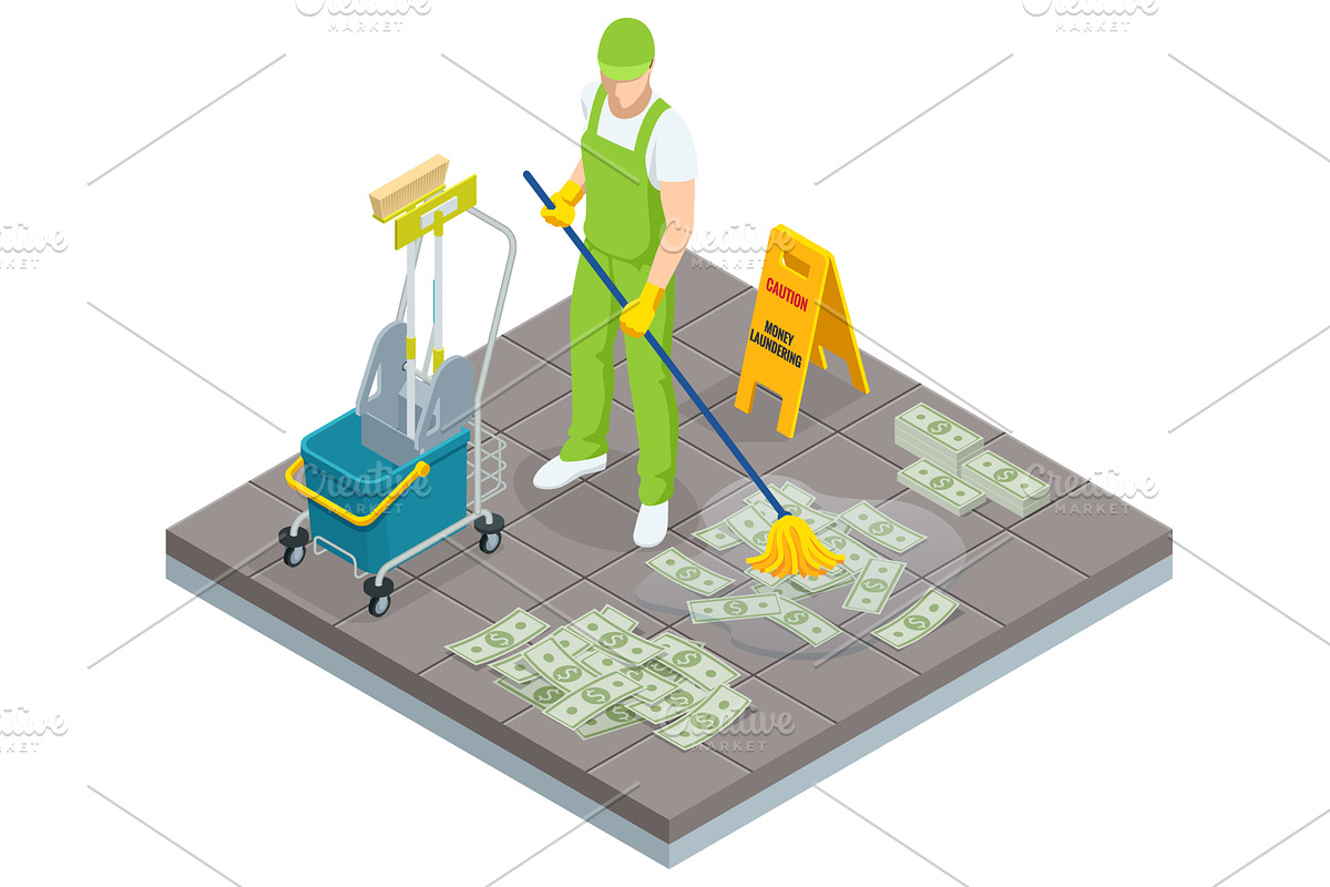Isometric vector of a janitor, a Finance Illustration by Golden Sikorka