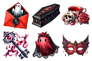 Watercolor Red Halloween Clipart, an Illustration by Daily.Designs (Thumbnail 2 of 4)