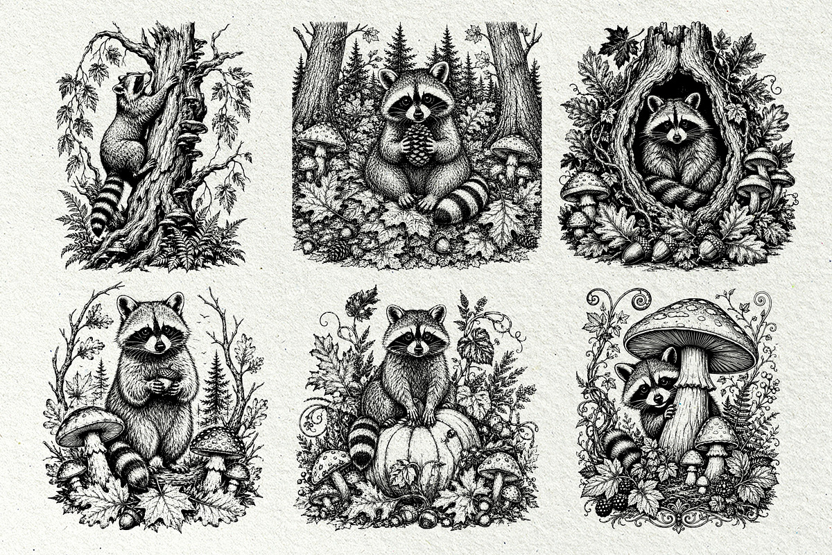Woodland Raccoon SVG Graphics, an Animal Illustration by DENIDigitalArtSudio (Photo 3 of 8)