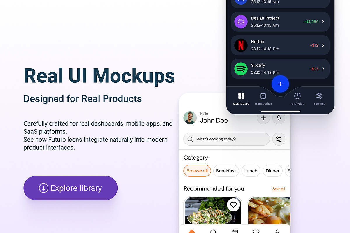 Futuro – Huge Icon Library for UI, an Icon by Creative Graphics (Photo 6 of 7)