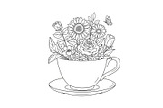 Floral Teacup Line Art Bundle, an Illustration by Gfx_Store (Thumbnail 29 of 51)