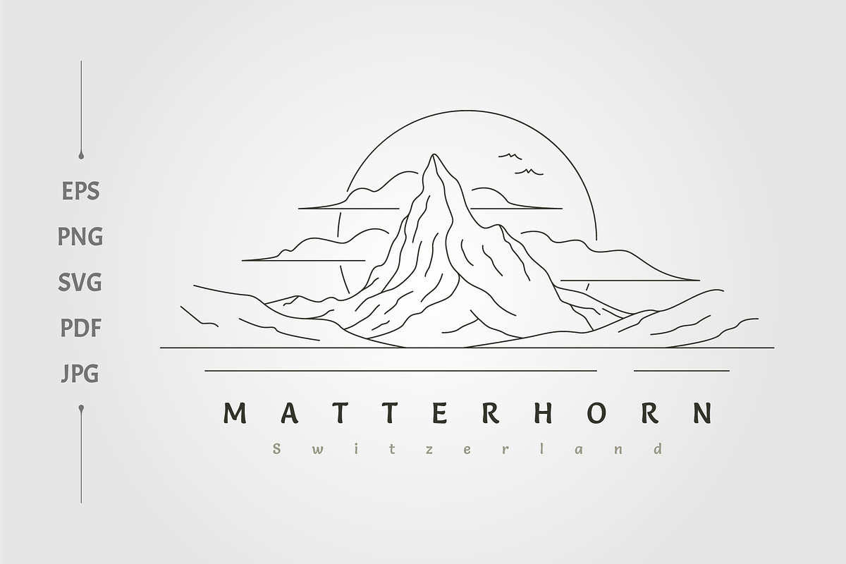 matterhorn mountain with sunset, a Branding & Logo Template by lawoel