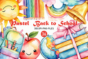 Pastel Cute Back to School Clipart, a Seasonal Illustration by Designworld (Thumbnail 1 of 11)