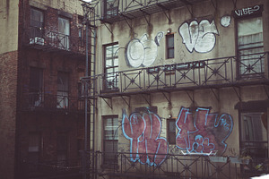 Fire escape graffiti featuring new york, nyc, and ny