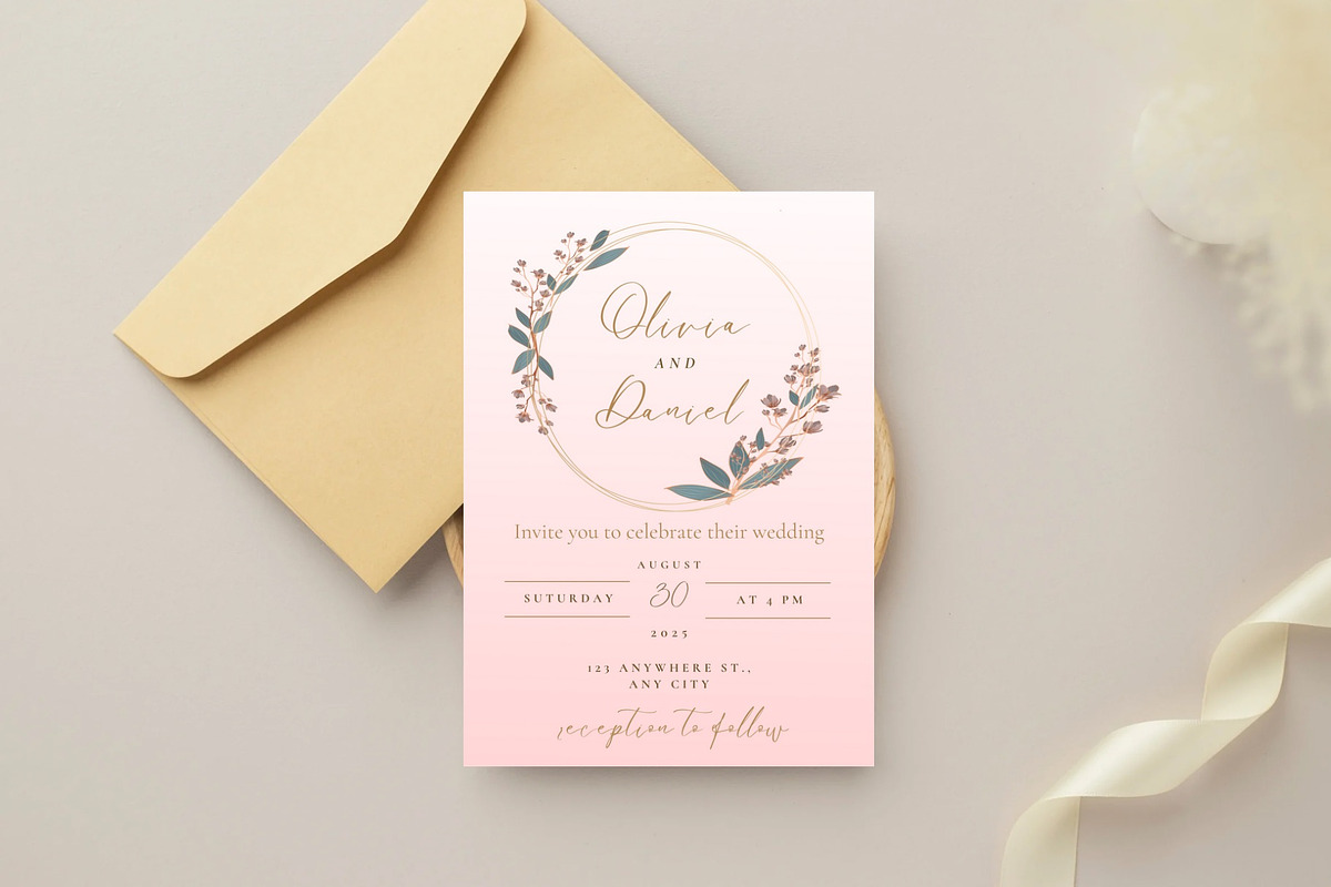 Pink Gold Wedding Party Invitation, an Invitation Template by SweetDesigncraft (Photo 1 of 4)