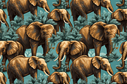 Painted Elephants Seamless Pattern, a Pattern Graphic by ThePhoton (Thumbnail 2 of 3)