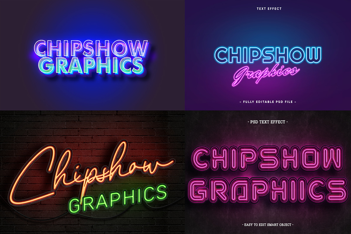 Neon Photoshop Text Effects bundle, an Action Add-On by Chipshpow Graphics (Photo 2 of 6)