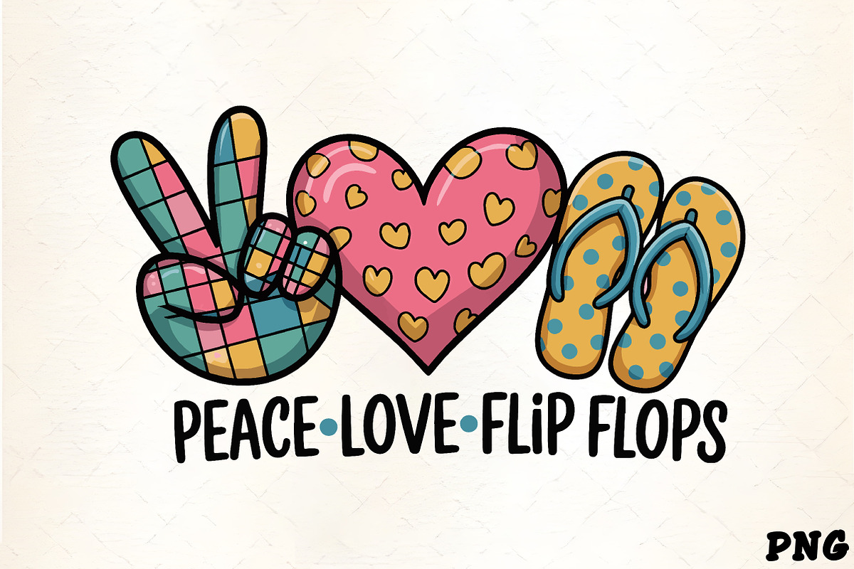 Peace love flip flops summer fun des, an Illustration by CrexoraLab (Photo 2 of 4)