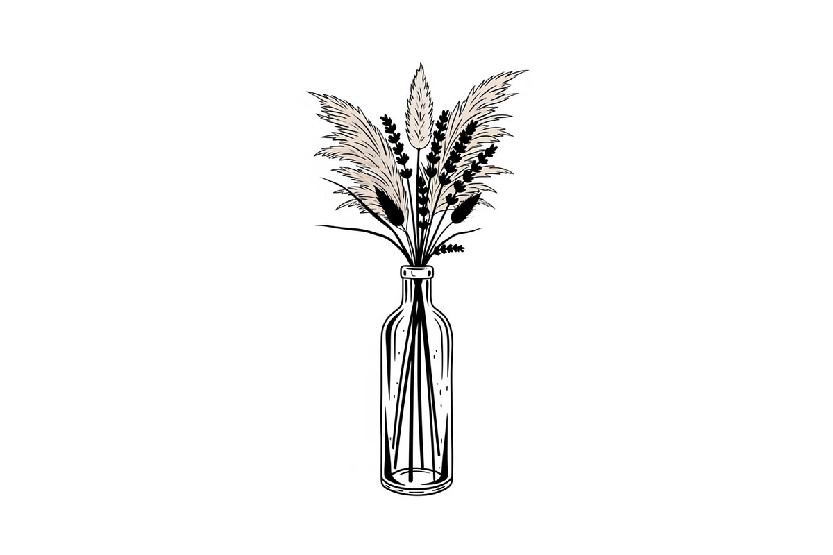 Pampas Grass Bottle Vase Bundle, an Illustration by Gaye Art (Photo 12 of 31)