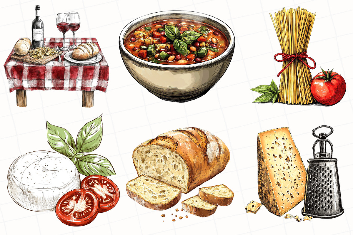 Hand Drawn Italian Food Clipart, an Illustration by OK Design (Photo 5 of 5)
